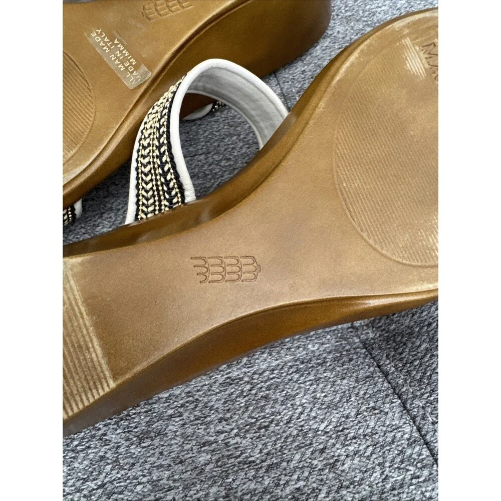 Toscanella Handmade Italy Ella Cream with Gold Black Accent Wedge  Sandal SZ 9.5 - Picture 10 of 16